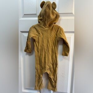 kate quinn Ribbed Hooded Teddy Bear One-Piece in Light Brown